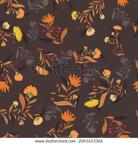 Autumn Night Floral pattern and print design best use for fabric, textile, wallpapers, packaging, stationary, home decor products and scrapbook.