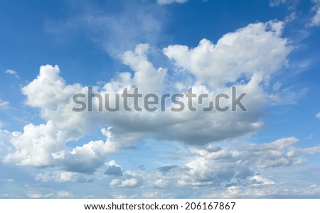 white fluffy clouds in the blue sky 