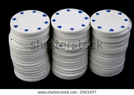 three texas hold'em poker chips stacks