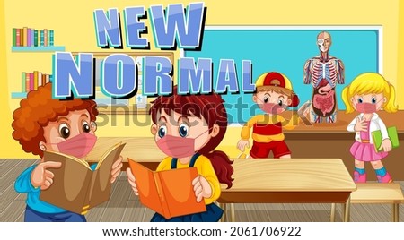 New Normal with Students in the classroom illustration