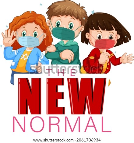 The New Normal with children wearing mask illustration