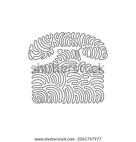 Single continuous line drawing phone flat icon. Single high quality outline symbol for web design or mobile app. Phone thin line signs for design logo. Swirl curl style. One line draw graphic vector