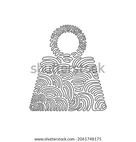 Single one line drawing weight icon. Bodybuilding tools vector graphic pictogram symbol clip art. Doodle sketch black sign. Swirl curl style. Modern continuous line draw design vector illustration