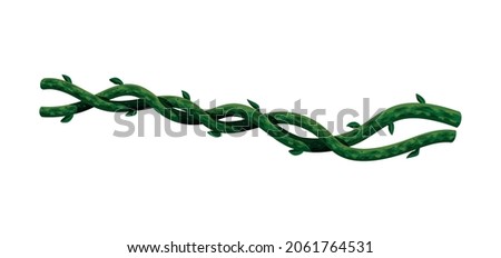 Tropical jungle lianas composition with two green swirling stalks of liana vector illustration Royalty-Free Stock Photo #2061764531