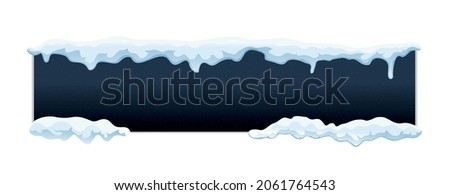 Snow ice cap composition with horizontal hole with snowflakes surrounded by piles of snow vector illustration