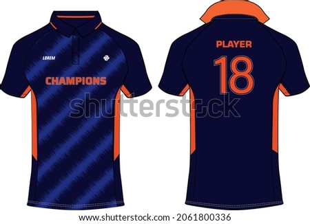 Cricket Sports t-shirt jersey design concept vector, sports jersey concept with front and back view. Cricket Jersey design concept for soccer, Badminton, Football and volleyball kit