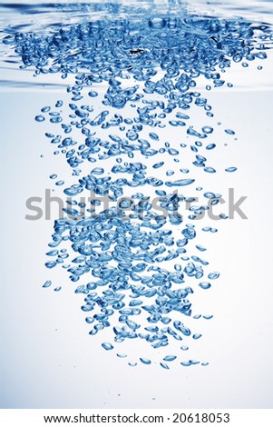 Bubbles forming in blue water