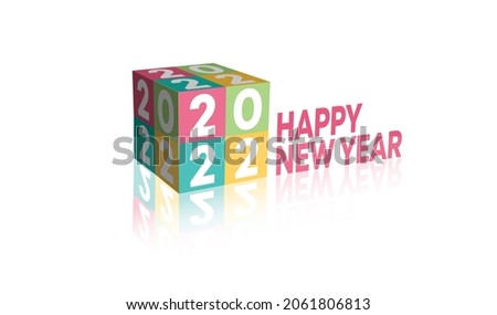 2022 new year greeting in 3d cube 