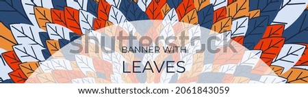 Horizontal banner for advertisements, invitations, internet sites from colorful leaves. Autumn background for sales. Geometric flat design. Place for your text. Vector illustration