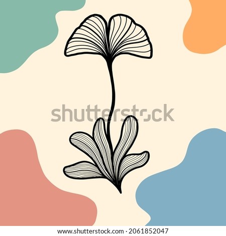 Vector ginkgo biloba leaf, botanical drawing background. Hand drawn style.
