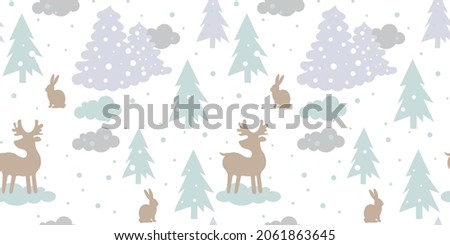 
Seamless pattern, cute pattern with animals in the forest. cartoon characters. Background for children's fabrics, wallpaper, packaging, books