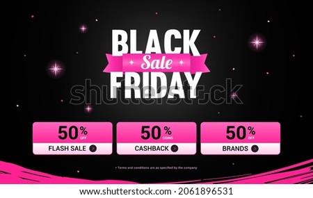 Black Friday sale template background vector illustration. Black and pink theme