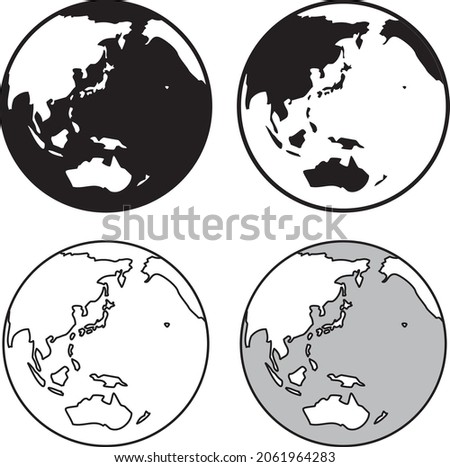 globe earth icon black and white. planet of the solar system.