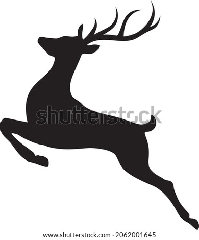 Deer. Vector art. Black silhouette. Royalty-Free Stock Photo #2062001645