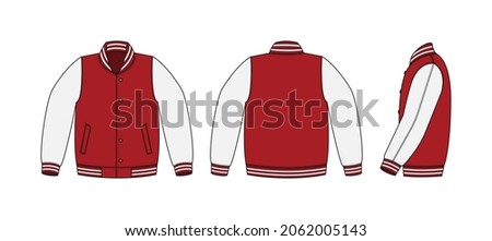 Varsity jacket ( baseball jacket )  template illustration (front,back and side )  Royalty-Free Stock Photo #2062005143