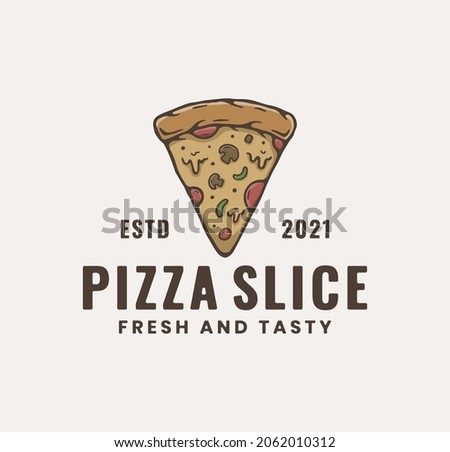 vintage simple pizza slice logo template