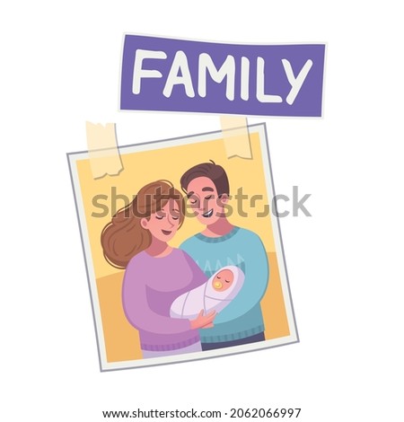Vision board composition with photo of family members with text vector illustration