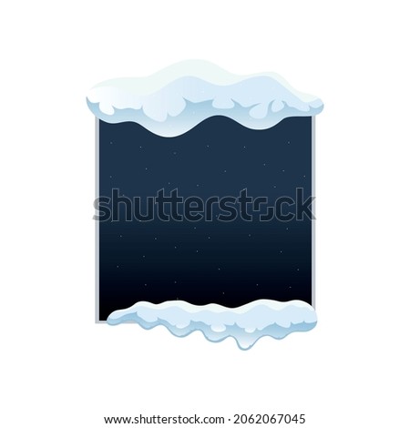 Snow ice cap composition with circle shaped hole with snowflakes surronded by piles of snow vector illustration