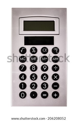 a gray calculator isolated over a white background