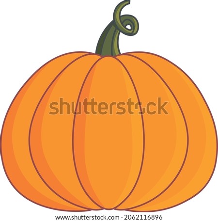 Orange pumpkin. Thanksgiving and Halloween celebration. Autumn season. Vector flat style illustration