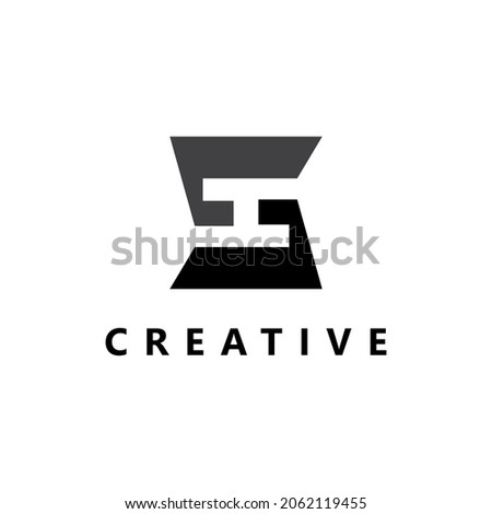 Abstract initial Letter S and H logo. Black Letter S with Negative space Letter H isolated on White Background. Usable for Identity, Business and Brand Logos. Flat Vector Logo Design Template Element