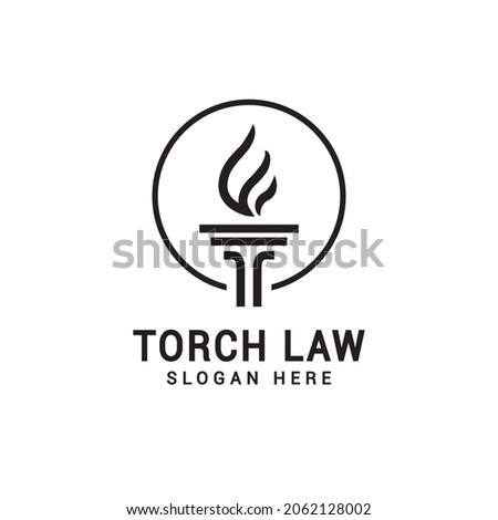 Law and torch in the circle logo design