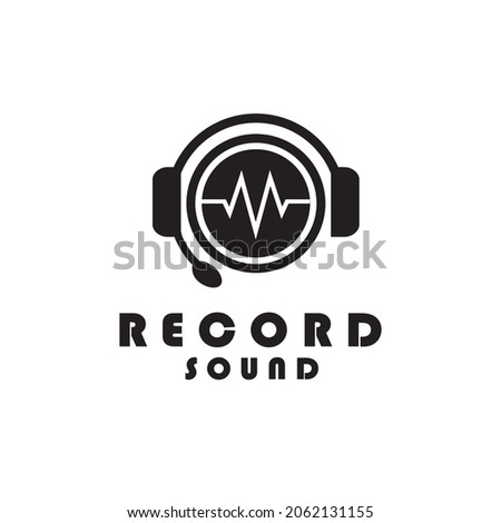 Headphone DJ, Vinyl Music Studio Recording, Sound wave logo design