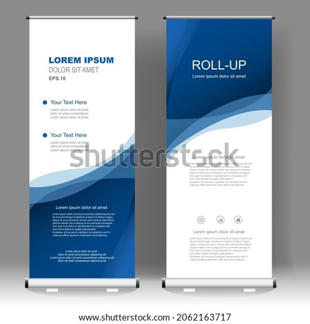 Business Roll up banner vertical template design, for brochure, business, flyer, infographics. modern x-banner and flag-banner advertising. vector illustration Royalty-Free Stock Photo #2062163717