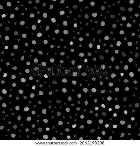 White Triangle Dot Spot. Abstract Fashion Ball. Happy Round Background. Carnaval Art Dot Sparkle. Seamless Vector Night Fun. Gray Bright Christmas Blast Black Pattern Cool Bubble. Small Drop Curve Dot