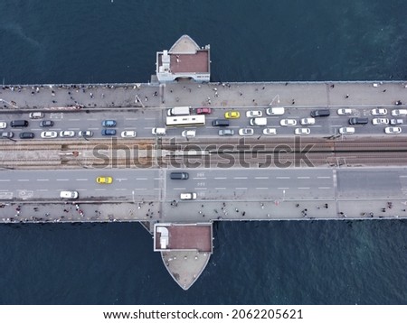 A photo of Galata Bridge from over.
