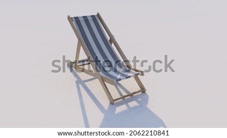 One striped beach chair, isolated on white. 