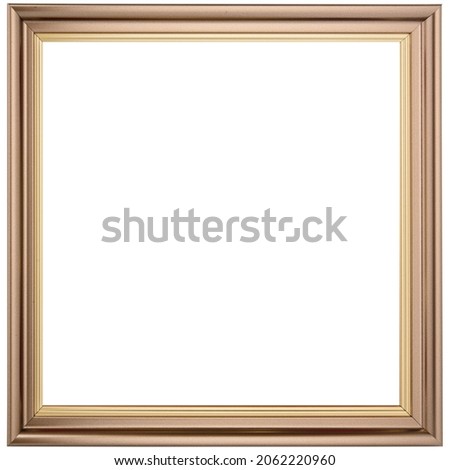 Gold Classic Old Vintage Wooden mockup canvas frame isolated on white background. Blank and diverse subject moulding baguette. Design element. use for framing paintings, mirrors or photo.