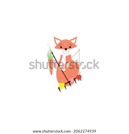 Little fox cartoon illustration in vector
