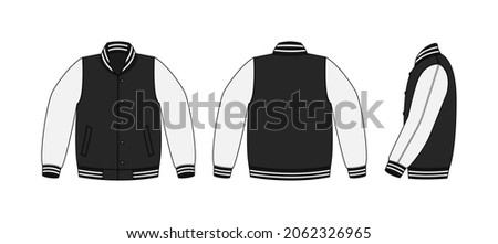 Varsity jacket ( baseball jacket )  template illustration(front,back and side )  Royalty-Free Stock Photo #2062326965