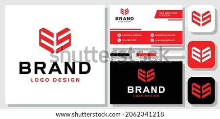 Initial Letter E S Monogram Geometric Strong Red logo design inspiration with Layout Template Business Card