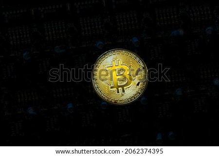 Bitcoin on circuit board for background