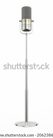 Microphone retro silver front view (isolated and clipping path)