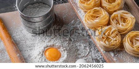 classic Italian fettuccine pasta made at home according to traditional Italian recipes