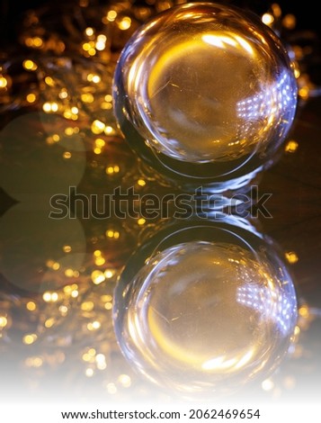 Glass balls with LED lights for festive decorations.