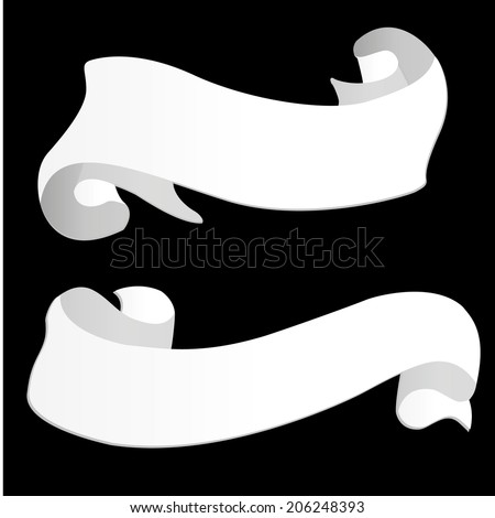 white ribbons vector isolated on dark background