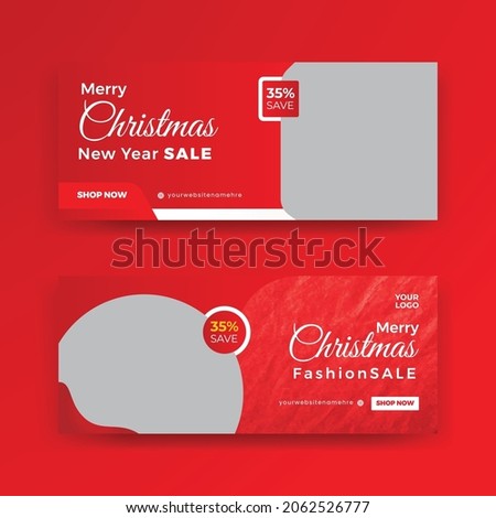 Merry Christmas Happy New Year Fashion Sale Social Media Time Line Set Banner Template Design