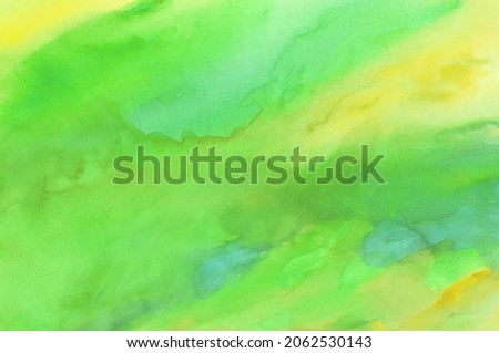 Abstract Green and Yellow Background. Watercolor Painting