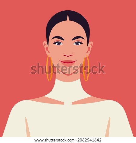 Portrait of a beautiful Latin American woman. Avatar for social media. Bright vector illustration in flat style.