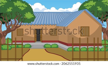 Illustration of Village house vector art Royalty-Free Stock Photo #2062551935