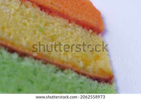 Rainbow cake, macro close up of rainbow cake, beautiful and delicious cake, suitable for food industry photo needs, food lovers, cake lovers.