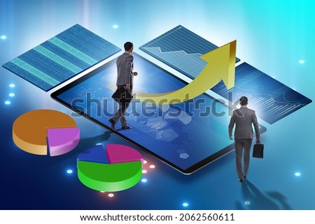Visualisation concept with charts and businessman