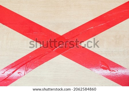 the red ribbon is pasted crosswise as a prohibition