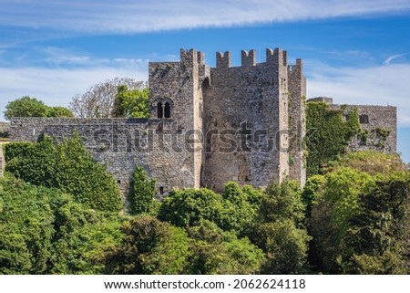 Remains of Norman castle - Venus castle in Erice, small town in Trapani region of Sicily Island in Italy Royalty-Free Stock Photo #2062624118
