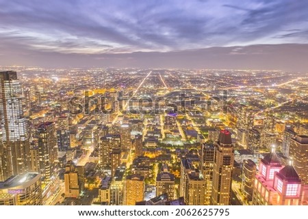 Chicago Landscape at Night from Above