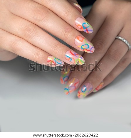 Manicure of different colors. Multi-colored nails